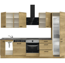 Bloc cuisine complète équipée NOBILIA Natur 300 cm façade chêne sierra mate variante à droite monté 4004539020153