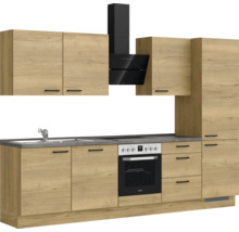 Bloc cuisine complète équipée NOBILIA Natur 300 cm façade chêne sierra mate variante à droite monté 4004539020153
