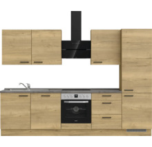 Bloc cuisine complète équipée NOBILIA Natur 300 cm façade chêne sierra mate variante à droite monté 4004539020153