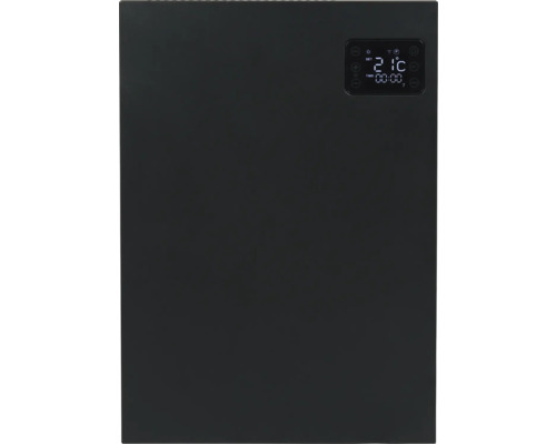 Schwarzer Infrarot Heizkörper mit digitaler Temperaturanzeige