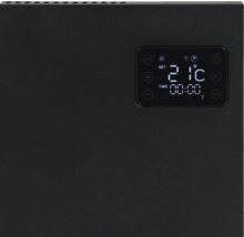 Gros plan d''un radiateur noir avec affichage numérique de la température et de l''heure