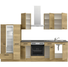Bloc cuisine complète équipée NOBILIA Natur 300 cm façade chêne sierra mate variante à gauche monté 4004539020139