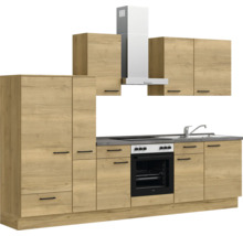 Bloc cuisine complète équipée NOBILIA Natur 300 cm façade chêne sierra mate variante à gauche monté 4004539020139