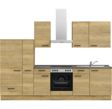 Bloc cuisine complète équipée NOBILIA Natur 300 cm façade chêne sierra mate variante à gauche monté 4004539020139