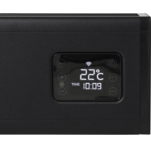 Thermostat noir avec affichage numérique de la température et de l''heure