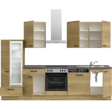 Bloc cuisine complète équipée NOBILIA Natur 300 cm façade chêne sierra mate variante à gauche monté 4004539020214