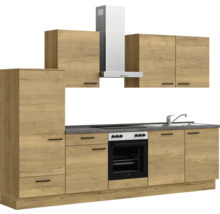 Bloc cuisine complète équipée NOBILIA Natur 300 cm façade chêne sierra mate variante à gauche monté 4004539020214