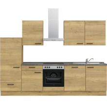 Bloc cuisine complète équipée NOBILIA Natur 300 cm façade chêne sierra mate variante à gauche monté 4004539020214