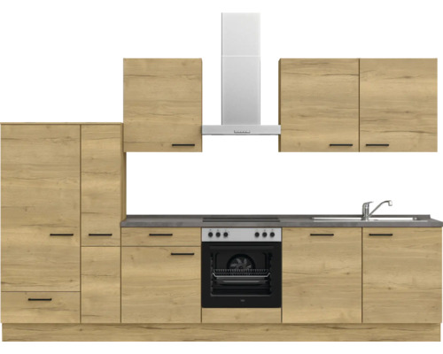 Cuisine avec appareils électriques et armoires suspendues à l''aspect bois