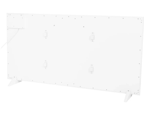 Vue arrière d''un panneau chauffant avec pieds et supports muraux