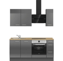 Cuisine complète NOBILIA sans appareils Urban 180 cm gris ardoise soie haute brillance prémontée variante droite 4004539008946
