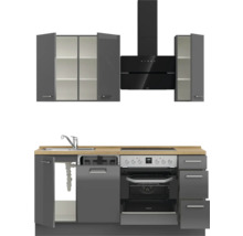 Cuisine complète NOBILIA sans appareils Urban 180 cm gris ardoise soie haute brillance prémontée variante droite 4004539008946