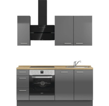 Cuisine complète NOBILIA sans appareils Urban 180 cm gris ardoise soie haute brillance prémontée variante gauche 4004539008984