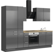 Cuisine complète NOBILIA sans appareils Urban 270 cm gris ardoise soie haute brillance prémontée variante gauche 4004539009301