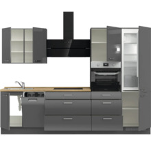 Cuisine complète NOBILIA sans appareils Urban 300 cm gris ardoise soie haute brillance prémontée variante droite 4004539009424