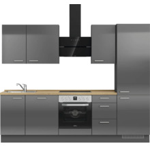 Cuisine complète NOBILIA sans appareils Urban 270 cm gris ardoise soie haute brillance prémontée variante droite 4004539009349