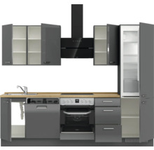Cuisine complète NOBILIA sans appareils Urban 270 cm gris ardoise soie haute brillance prémontée variante droite 4004539009349
