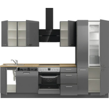 Cuisine complète NOBILIA sans appareils Urban 300 cm gris ardoise soie haute brillance prémontée variante droite 4004539009509