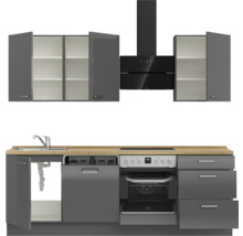 Cuisine complète NOBILIA sans appareils Urban 240 cm gris ardoise soie haute brillance prémontée variante droite 4004539009103