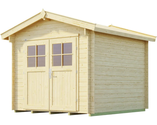 Abri de jardin en bois avec double porte et fenêtres