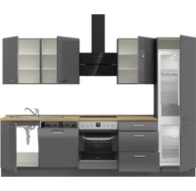 Cuisine complète NOBILIA sans appareils Urban 300 cm gris ardoise soie haute brillance prémontée variante droite 4004539009585