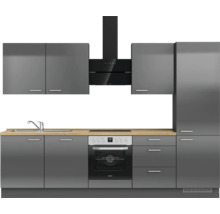 Cuisine complète NOBILIA sans appareils Urban 300 cm gris ardoise soie haute brillance prémontée variante droite 4004539009585