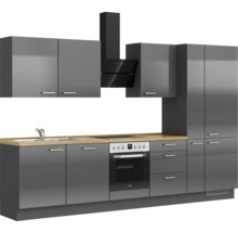 Cuisine complète NOBILIA sans appareils Urban 330 cm gris ardoise soie haute brillance prémontée variante droite 4004539009745