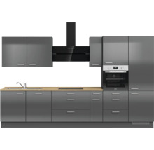 Cuisine complète NOBILIA sans appareils Urban 360 cm gris ardoise soie haute brillance prémontée variante droite 4004539009820