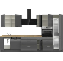 Cuisine complète NOBILIA sans appareils Urban 360 cm gris ardoise soie haute brillance prémontée variante droite 4004539009820