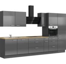 Cuisine complète NOBILIA sans appareils Urban 360 cm gris ardoise soie haute brillance prémontée variante droite 4004539009820