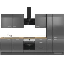 Cuisine complète NOBILIA sans appareils Urban 330 cm gris ardoise soie haute brillance prémontée variante droite 4004539009745