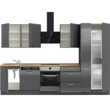 Cuisine complète NOBILIA sans appareils Urban 330 cm gris ardoise soie haute brillance prémontée variante droite 4004539009745