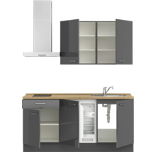 Cuisine complète NOBILIA sans appareils Urban 180 cm gris ardoise soie haute brillance prémontée variante gauche 4004539009004