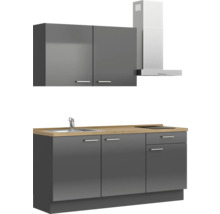 Cuisine complète NOBILIA sans appareils Urban 180 cm gris ardoise soie haute brillance prémontée variante droite 4004539008960