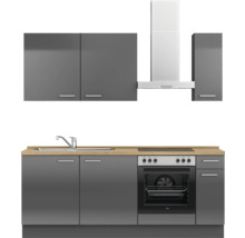 Cuisine complète NOBILIA sans appareils Urban 210 cm gris ardoise soie haute brillance prémontée variante droite 4004539009042