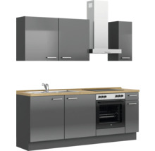 Cuisine complète NOBILIA sans appareils Urban 210 cm gris ardoise soie haute brillance prémontée variante droite 4004539009042