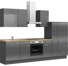 Cuisine complète NOBILIA sans appareils Urban 300 cm gris ardoise soie haute brillance prémontée variante droite 4004539009523