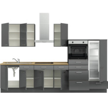Cuisine complète NOBILIA sans appareils Urban 330 cm gris ardoise soie haute brillance prémontée variante droite 4004539009684