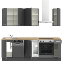 Cuisine complète NOBILIA sans appareils Urban 240 cm gris ardoise soie haute brillance prémontée variante droite 4004539009127
