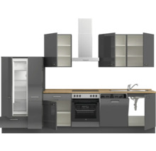 Cuisine complète NOBILIA sans appareils Urban 330 cm gris ardoise soie haute brillance prémontée variante gauche 4004539009806