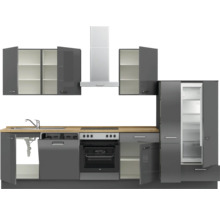 Cuisine complète NOBILIA sans appareils Urban 330 cm gris ardoise soie haute brillance prémontée variante droite 4004539009769