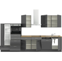 Cuisine complète NOBILIA sans appareils Urban 360 cm gris ardoise soie haute brillance prémontée variante gauche 4004539009882