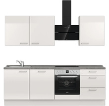 Bloc cuisine complète équipée NOBILIA Urban 240 cm façade gris soie à haute brillance variante à droite monté 4004539010079