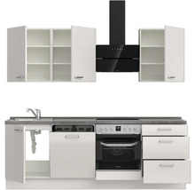 Bloc cuisine complète équipée NOBILIA Urban 240 cm façade gris soie à haute brillance variante à droite monté 4004539010079