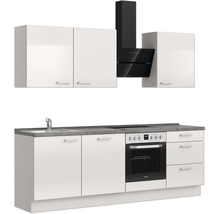 Bloc cuisine complète équipée NOBILIA Urban 240 cm façade gris soie à haute brillance variante à droite monté 4004539010079