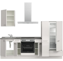 Bloc cuisine complète équipée NOBILIA Urban 270 cm façade gris soie à haute brillance variante à droite monté 4004539010253