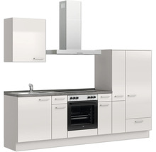 Bloc cuisine complète équipée NOBILIA Urban 270 cm façade gris soie à haute brillance variante à droite monté 4004539010253