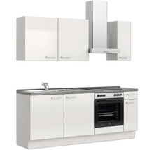 Bloc cuisine complète équipée NOBILIA Urban 210 cm façade gris soie à haute brillance variante à droite monté 4004539010017