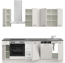 Bloc cuisine complète équipée NOBILIA Urban 240 cm façade gris soie à haute brillance variante à gauche monté 4004539010130