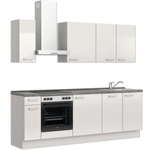 Bloc cuisine complète équipée NOBILIA Urban 240 cm façade gris soie à haute brillance variante à gauche monté 4004539010130